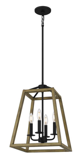 DSI Lighting Roadhouse 4 Light Pendant - Matte Black & Walnut